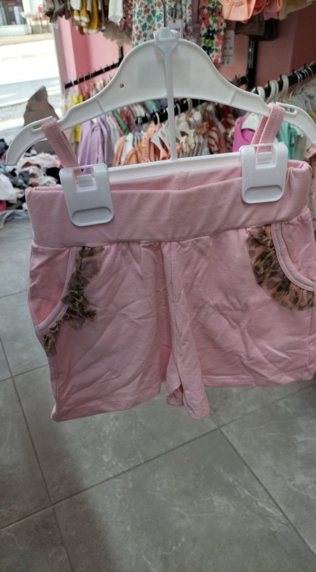 Kız Çocuk Pembe İnce Askılı Atlet şortlu takım - Görsel 2