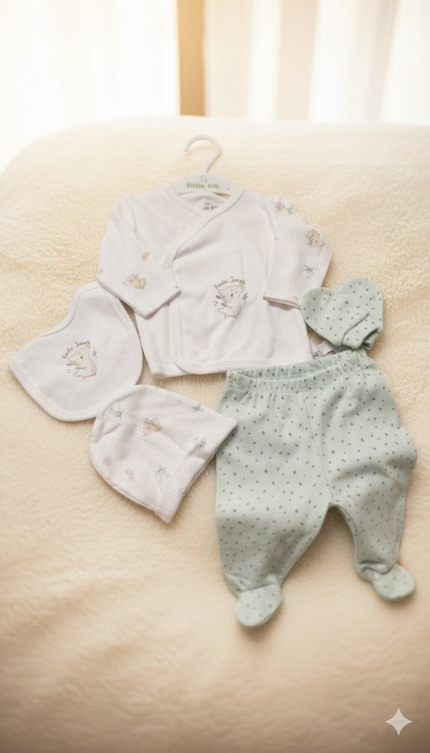 Beyaz Nakışlı Bebek Kız Hastane Kıyafeti - Görsel 2