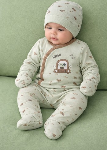 Kahverengi Tokalı Bebek Hastane Kıyafeti - Görsel 2