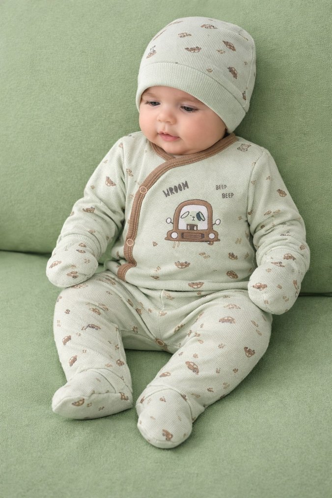 Kahverengi Tokalı Bebek Hastane Kıyafeti - Görsel 2