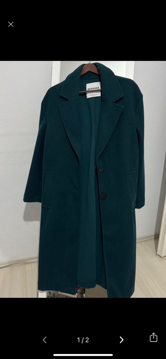 Bershka Yeşil Midi Kadın Kaban - Görsel 2