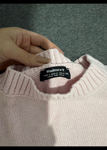 Madmext Pembe Bisiklet Yaka Oversize Triko Kazak - Görsel 3