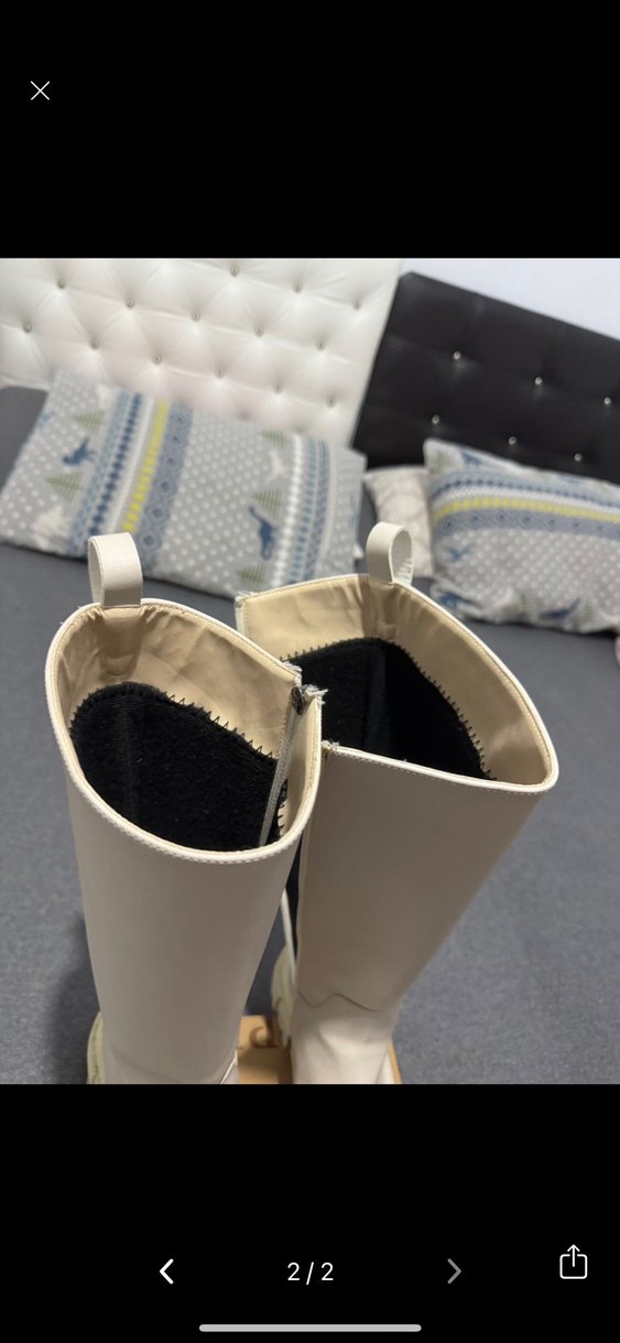 Bej Kadın Dizüstü Platform Topuklu Botlar - Görsel 2