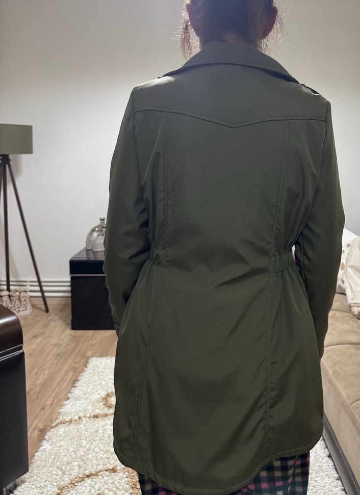 Düğmeli Haki Midi Kadın Ceket - Görsel 2