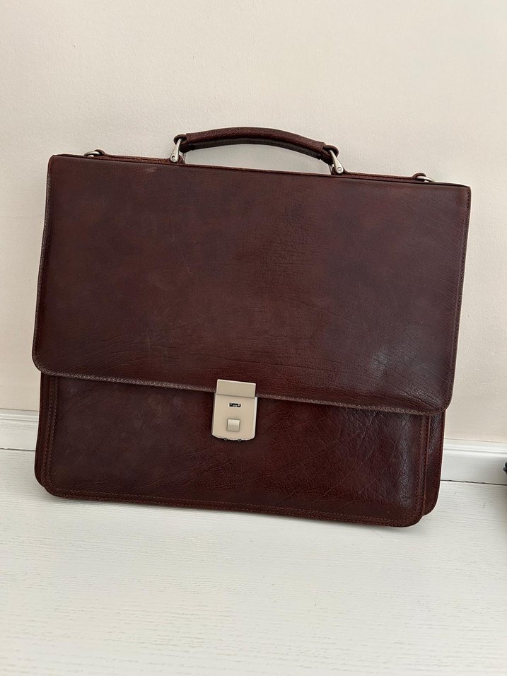 Kahverengi Vintage Matraş Erkek Evrak Çantası - Görsel 2