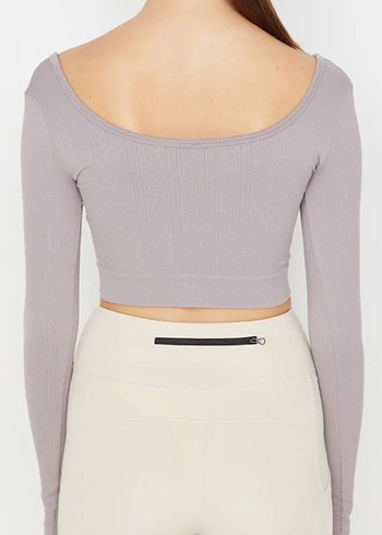 Lila Uzun Kol Crop - Görsel 2