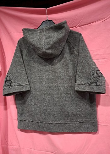universal Beden gri Renk Mavi orijinal Yarım Kollu Sweatshirt