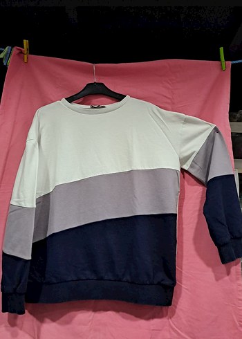 Fabrika orijinal Gri Renkli Oversize Sweatshirt