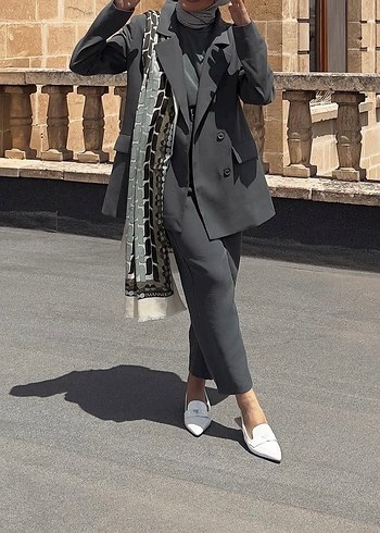 38 Beden Yeşil keten blazer takım Qooq markasına ait