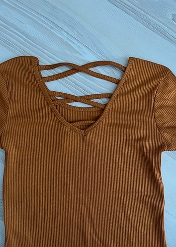 Kahverengi Sade Kadın Tişört - Görsel 2