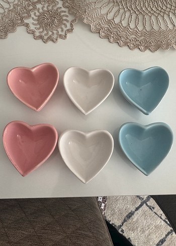 Bohem Tarzı Pastel Renkli Kalp Tabak Seti