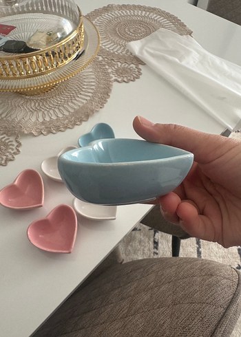 Diğer Bohem Tarzı Pastel Renkli Kalp Tabak Seti