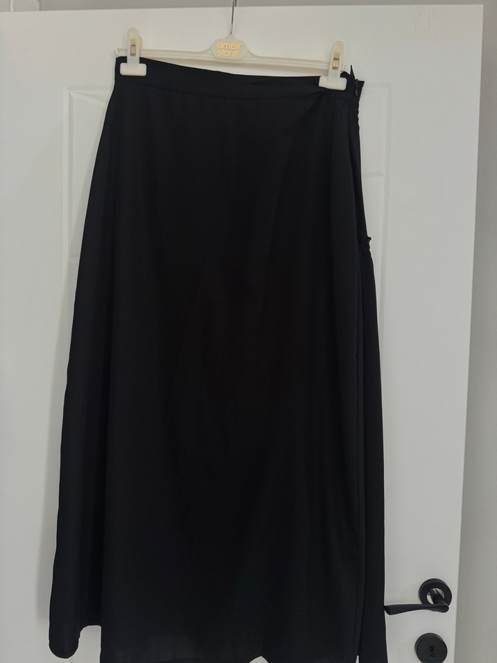 Drapeli Siyah Uzun Kadın Etek - Görsel 3