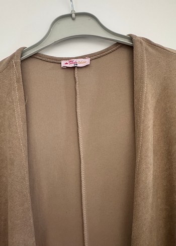 Bej Kadın Süet Salaş Uzun Ceket - Görsel 4