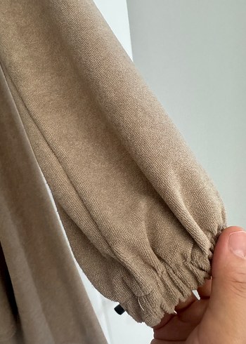 Bej Kadın Süet Salaş Uzun Ceket - Görsel 5