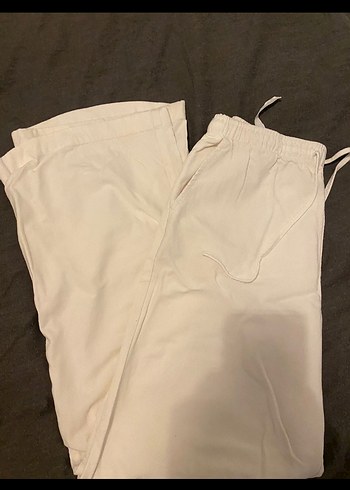 Kadın Bol Kesim Keten Kumaş Pantolon - Görsel 2