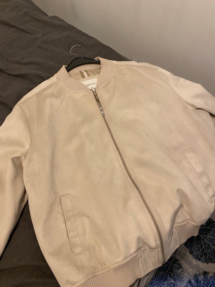 Bej Süet Fermuarlı erkek Ceket - Görsel 2