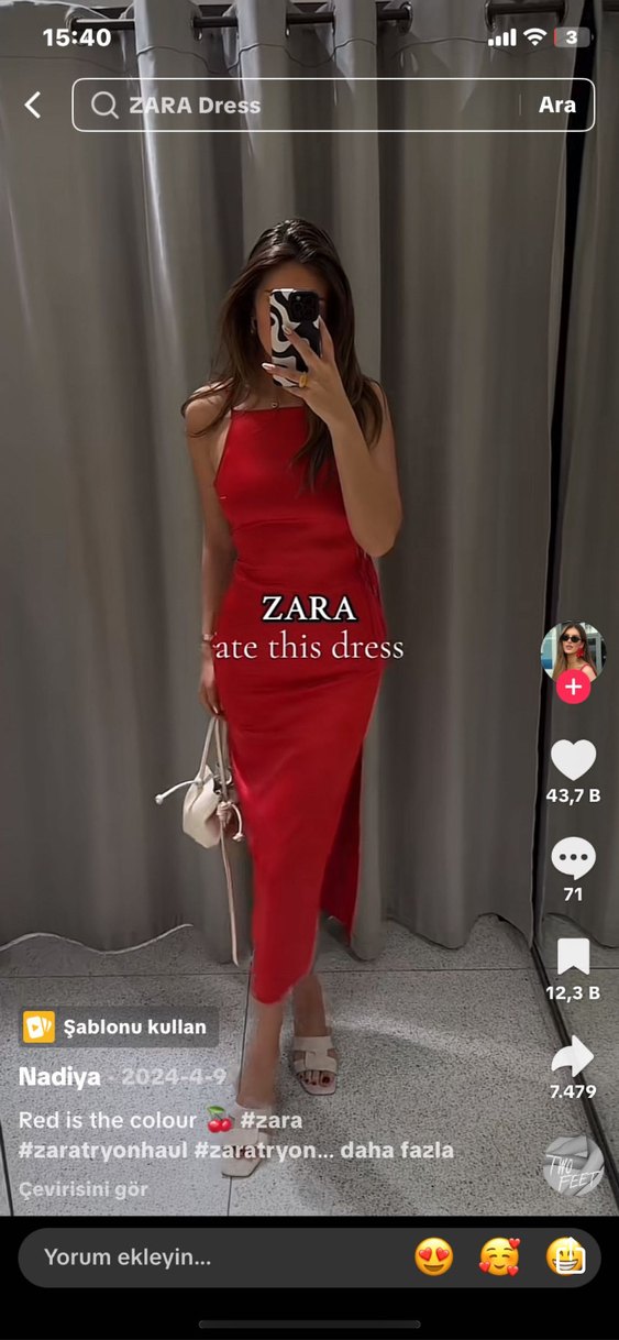 Kırmızı Saten uzun elbise - Görsel 2