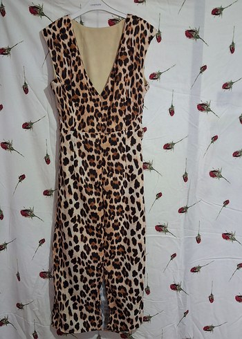 Kahverengi Leopar Desenli Elbise - Görsel 2