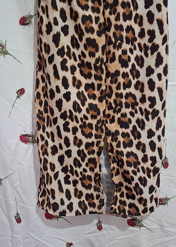Kahverengi Leopar Desenli Elbise - Görsel 3
