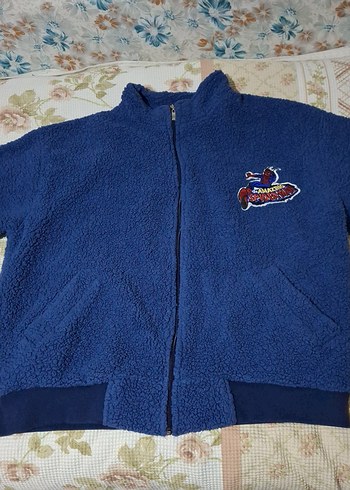 Mavi Oversize Kadın Pofuduk Peluş Ceket - Görsel 4