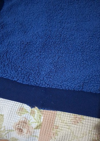 Mavi Oversize Kadın Pofuduk Peluş Ceket - Görsel 7