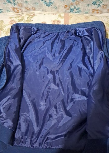 Mavi Oversize Kadın Pofuduk Peluş Ceket - Görsel 5