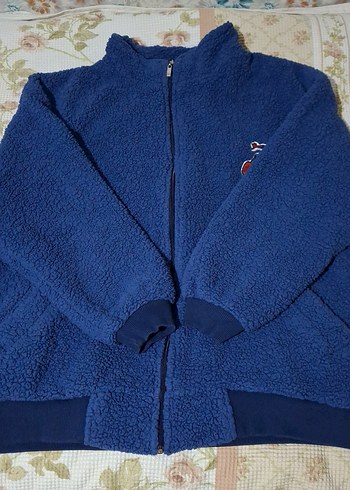 Mavi Oversize Kadın Pofuduk Peluş Ceket - Görsel 3