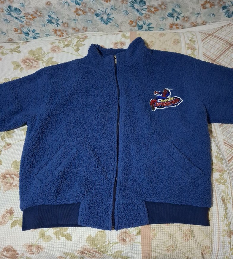 Mavi Oversize Kadın Pofuduk Peluş Ceket - Görsel 4