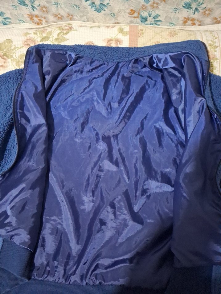 Mavi Oversize Kadın Pofuduk Peluş Ceket - Görsel 5