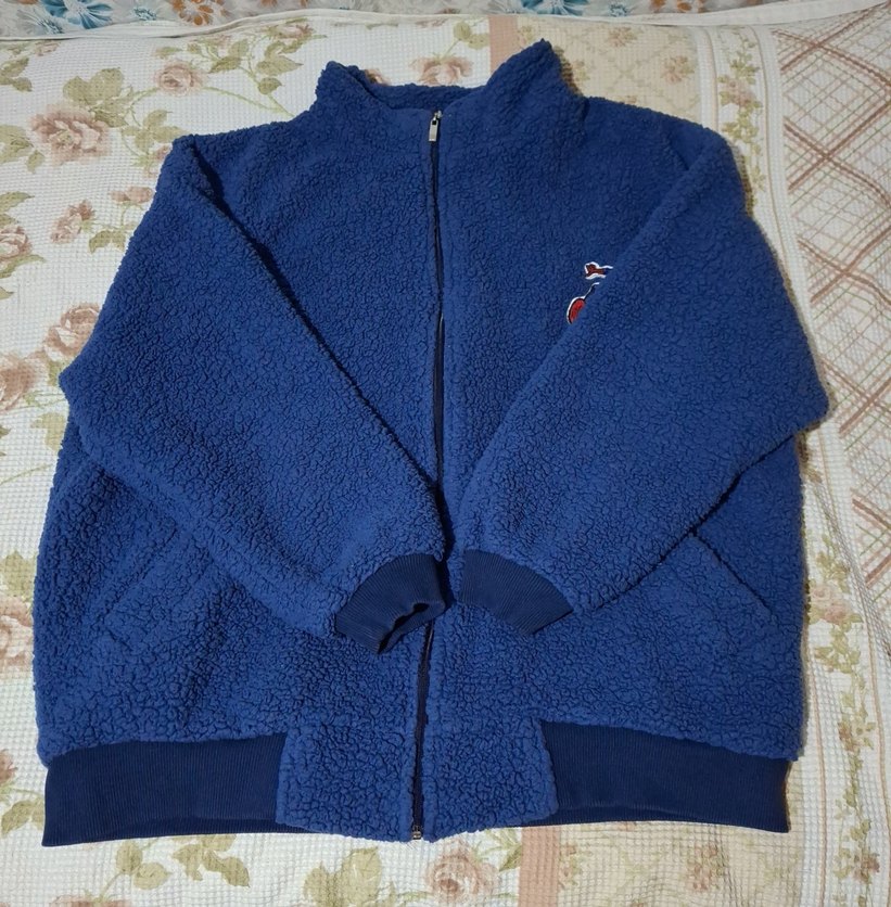 Mavi Oversize Kadın Pofuduk Peluş Ceket - Görsel 3