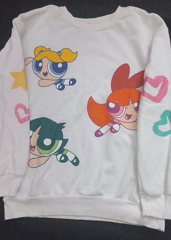 (A007) LCW Beyaz Renkli Uzun Kollu Kız Sweatshirt