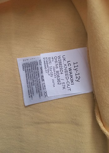 11-12 Yaş Beden (A006) LCW Sarı Uzun Kollu Kız Tişörtü Baskılı Teddy