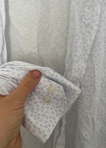 Erkek Keten Gömlek, Uzun Kollu, Düğmeli, Beyaz - Görsel 3