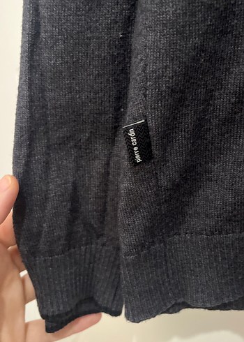 Gri Düğmeli Uzun Kollu Keten Erkek Kazak - Görsel 4