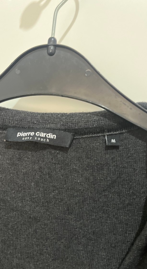 Gri Düğmeli Uzun Kollu Keten Erkek Kazak - Görsel 3