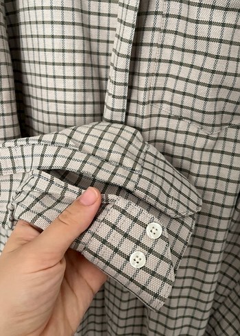 Erkek Bej Pamuklu Uzun Kollu Gömlek - Görsel 4