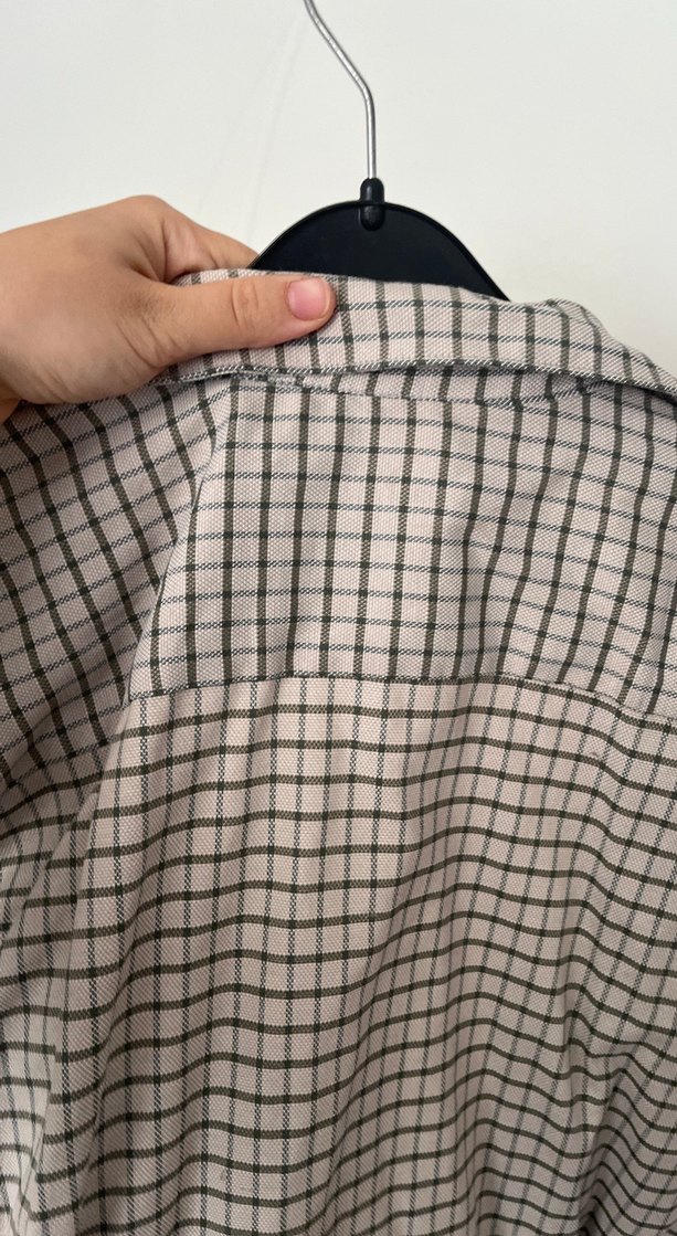 Erkek Bej Pamuklu Uzun Kollu Gömlek - Görsel 5