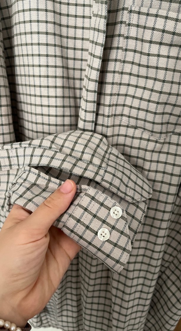 Erkek Bej Pamuklu Uzun Kollu Gömlek - Görsel 4