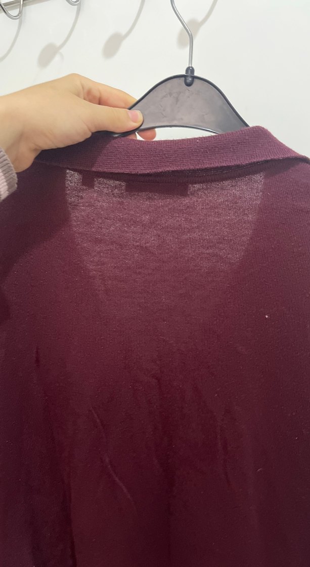 Bordo Süet Görünümlü Düğmeli Erkek Kazak - Görsel 4