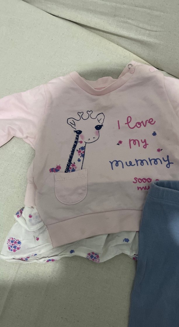 Pembe Baskılı Uzun Kollu Bebek Kıyafet Takımı - Görsel 2