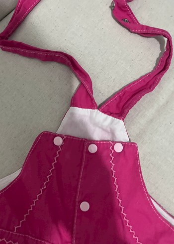 Pembe Nakışlı Kız Çocuk Askılı Tulum - Görsel 2