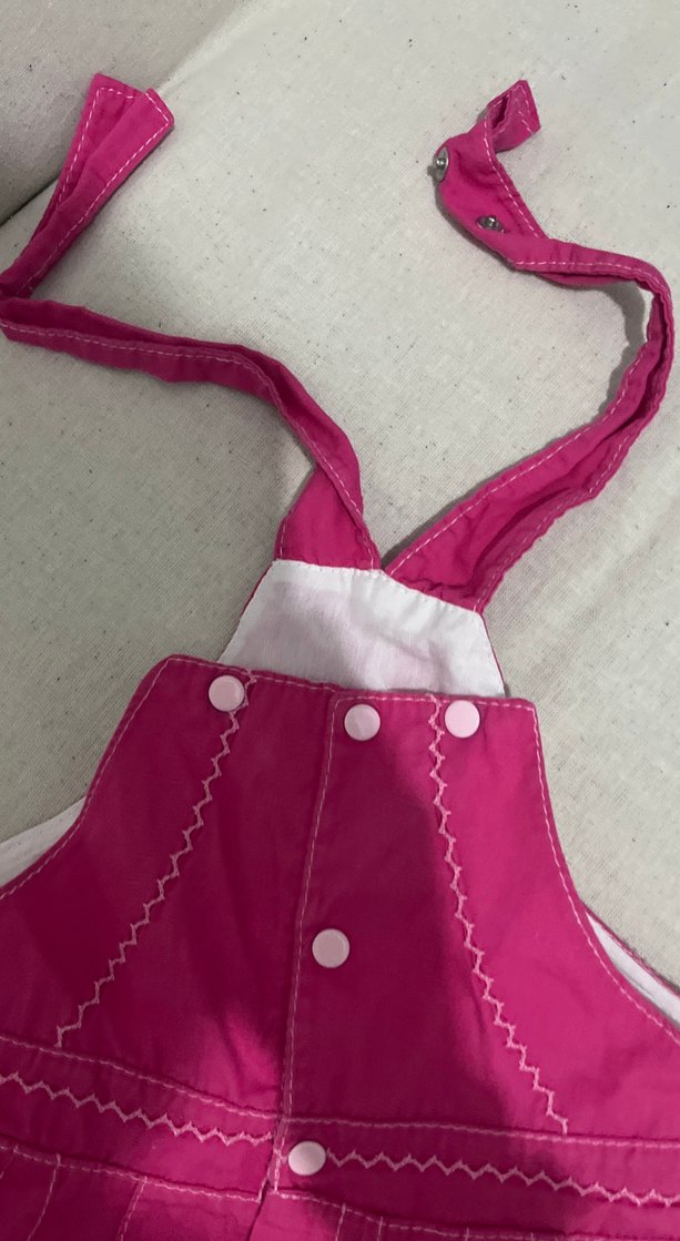 Pembe Nakışlı Kız Çocuk Askılı Tulum - Görsel 2