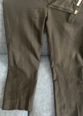 Erkek Siyah Keten Kemerli Kumaş Pantolon - Görsel 5