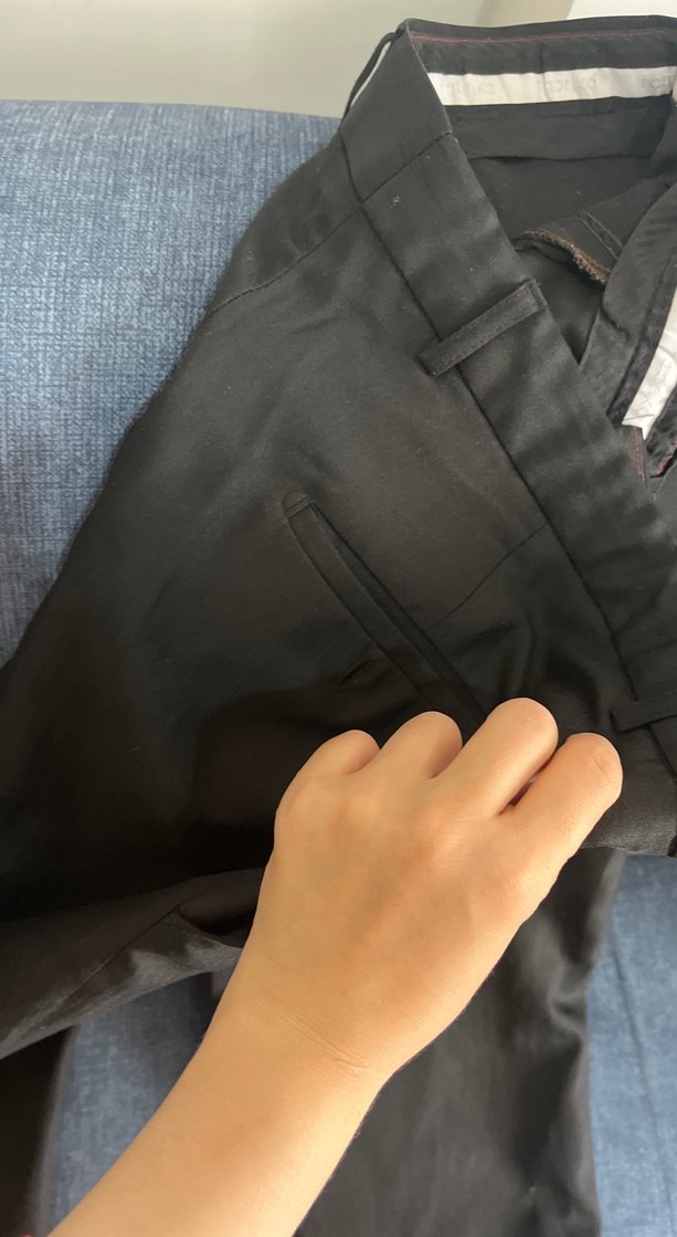 Erkek Siyah Keten Kemerli Kumaş Pantolon - Görsel 4