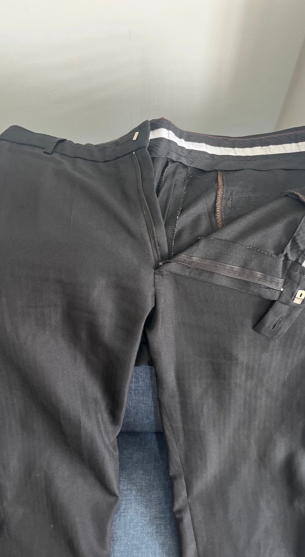 Erkek Siyah Keten Kemerli Kumaş Pantolon - Görsel 3