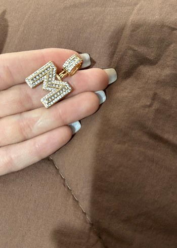 Altın Renkli çelik kolye ucu  M harfi - Görsel 2