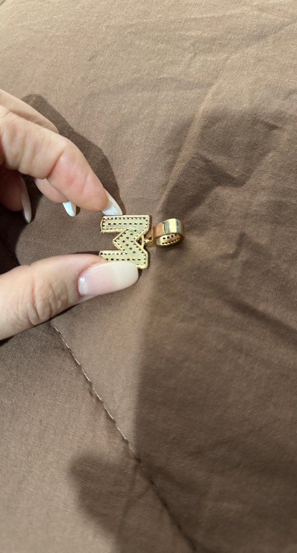 Altın Renkli çelik kolye ucu  M harfi - Görsel 3