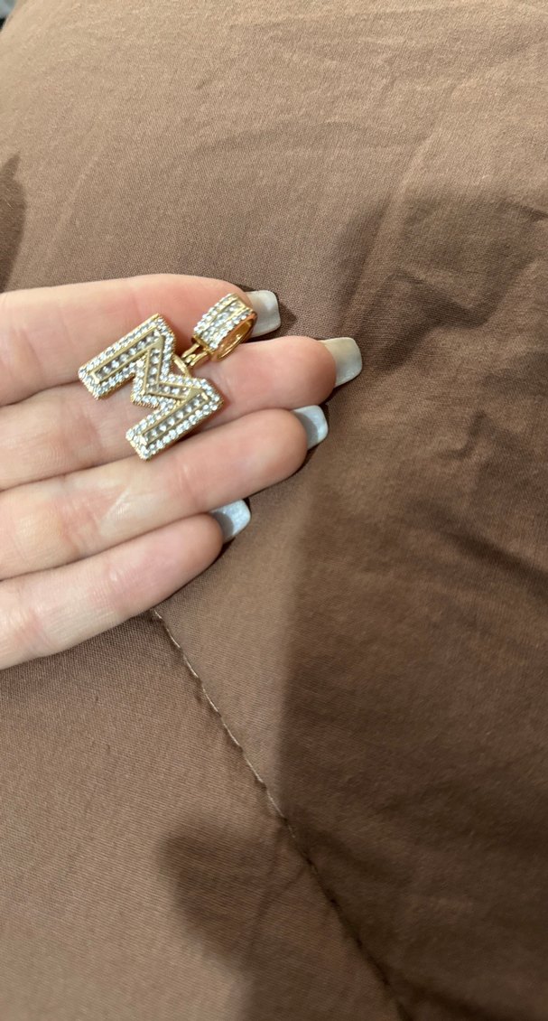 Altın Renkli çelik kolye ucu  M harfi - Görsel 2