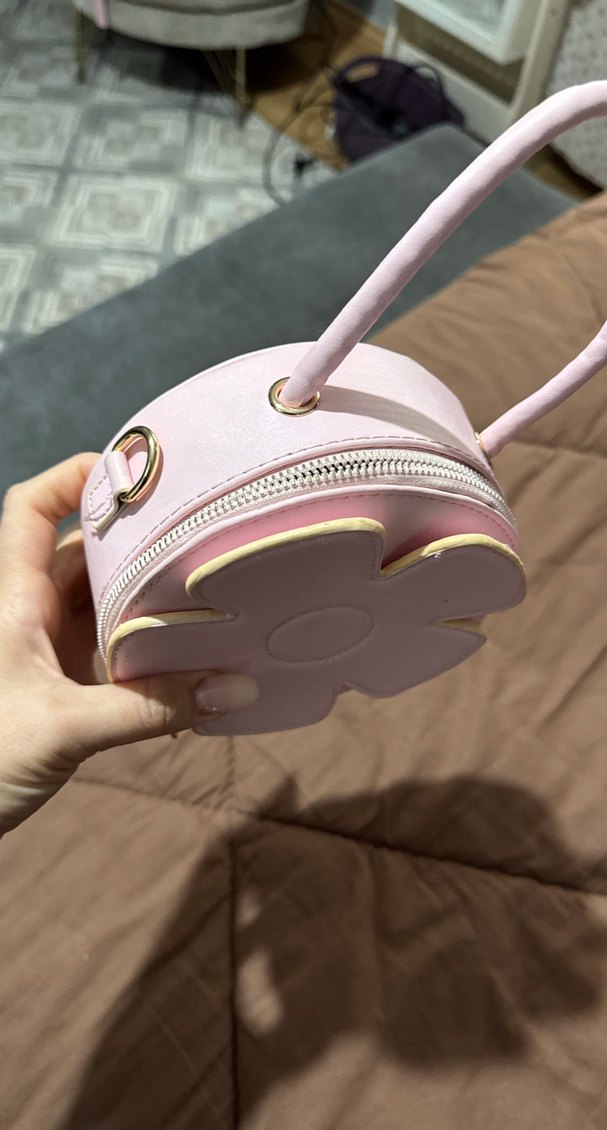 Beyaz Deri Çiçek Desenli Kadın Çantası - Görsel 2